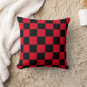 Coussin Motif à carreaux rouge et noir