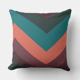 Coussin Motif à chevron Turquoise, violet et à pêche