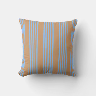 Coussin Motif à cinq bandes bleu et brun