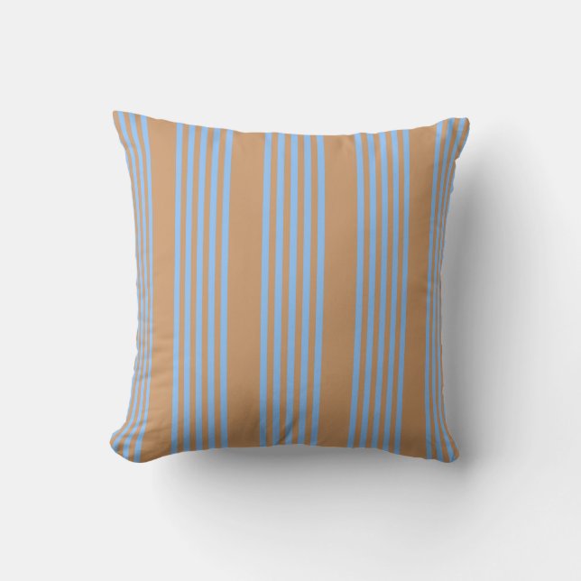 Coussin Motif à cinq bandes bleu et brun (Recto)