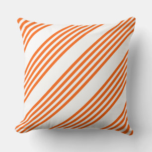 Coussin Motif à cinq bandes orange et blanc