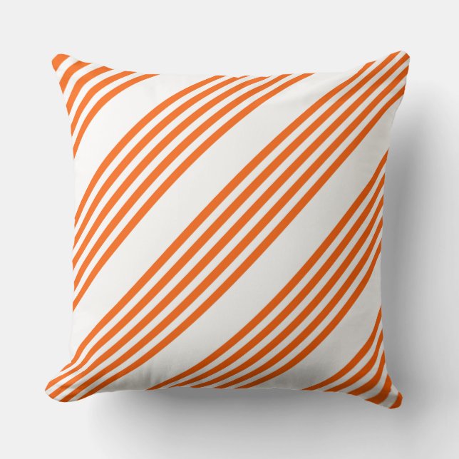 Coussin Motif à cinq bandes orange et blanc (Recto)