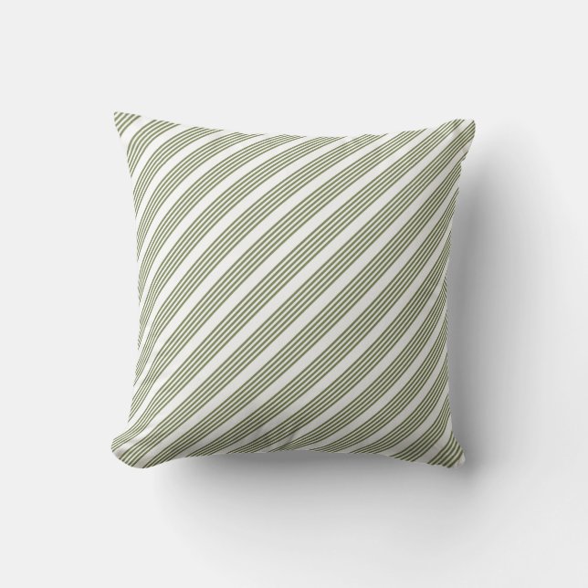 Coussin Motif à cinq bandes vert et blanc olive (Recto)