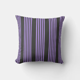 Coussin Motif à cinq bandes violet et charbon de bois