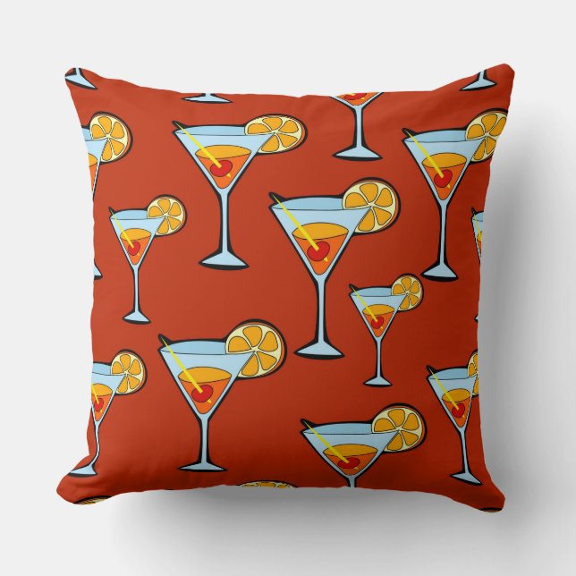 Coussin Motif à cocktails Dark Orange Martini (Recto)