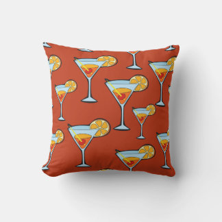 Coussin Motif à cocktails Dark Orange Martini
