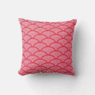 Coussin Motif à coquilles Saint-Jacques rouge et blanc