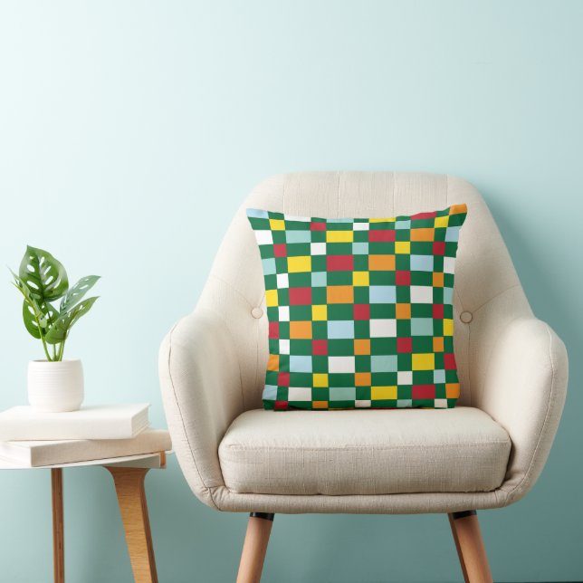 Coussin Motif à damier de vérifications colorées (Chaise)
