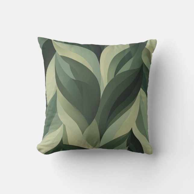 Coussin Motif à feuilles vertes stratifiées (Recto)
