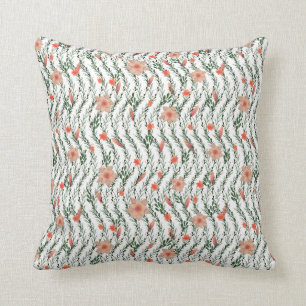 Coussin Motif À Fleur Orange Et Feuilles Vertes