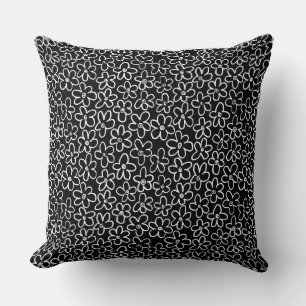 Coussin Motif à fleurs 080821 - Blanc et noir