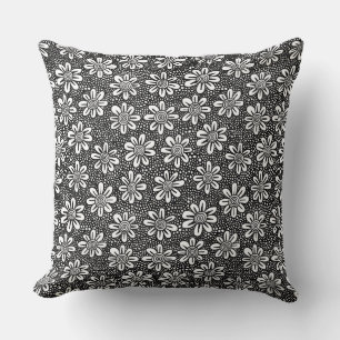 Coussin Motif à fleurs à main 140617 - Noir