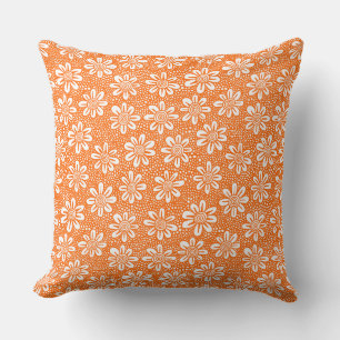 Coussin Motif à fleurs à main 140617 - Orange