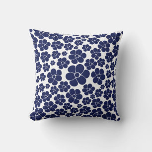 Coussin Motif à fleurs - Bleu et Blanc