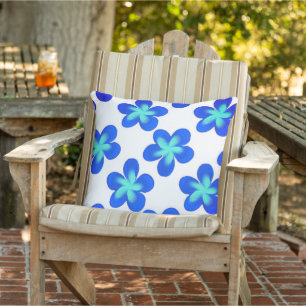 Coussin Motif à fleurs bleu turquoise