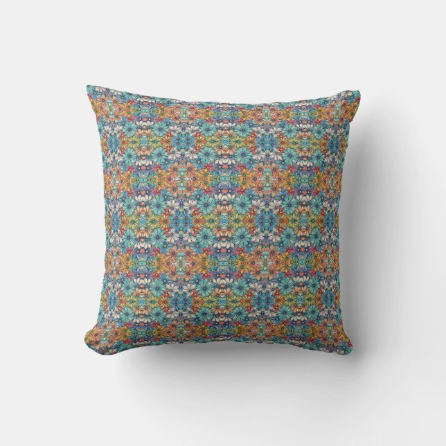Coussin Motif à fleurs bleues (Recto)