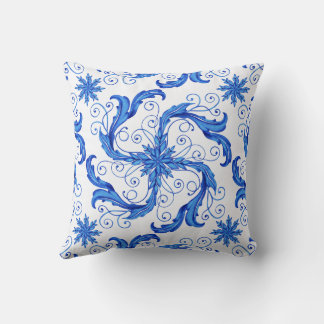 Coussin Motif à fleurs bleues
