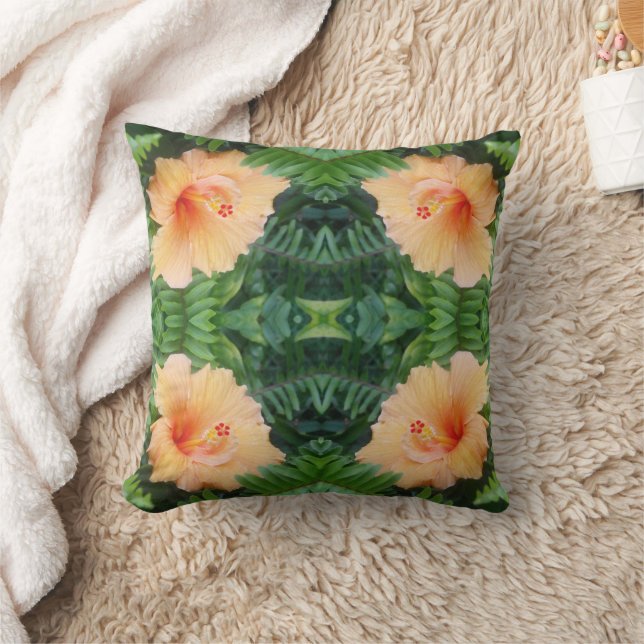 Coussin Motif à fleurs d'Hibiscus orange (Couverture)