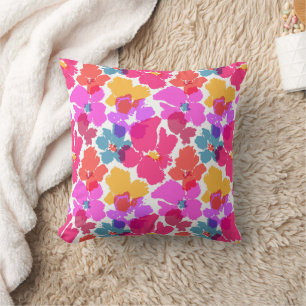 Coussin Motif à fleurs moderne en néon coloré
