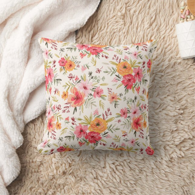Coussin Motif à fleurs Orange Doodle Garden (Couverture)
