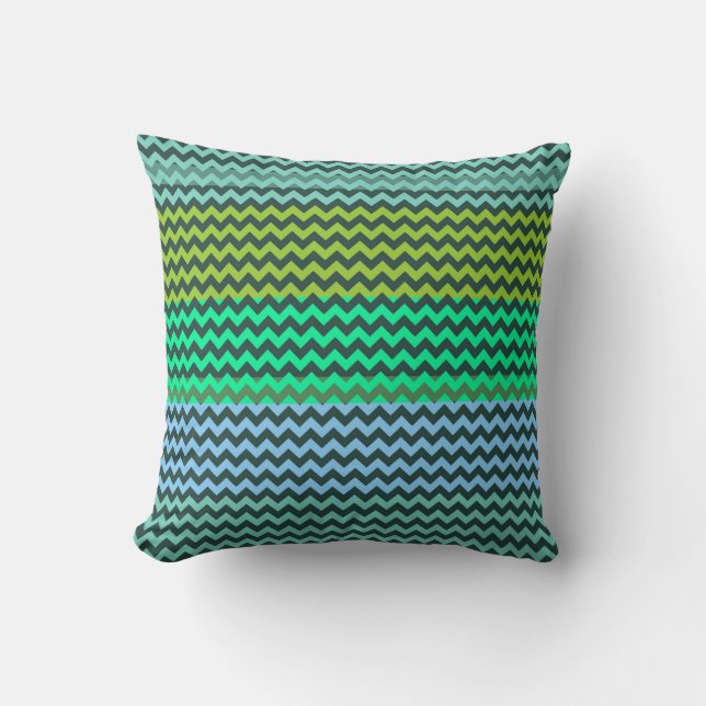 Coussin Motif à la menthe et au fromage vert Zigzag (Recto)