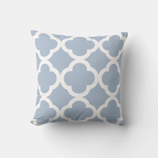 Coussin Motif à la mode de trèfle dans doucement le bleu (Recto)