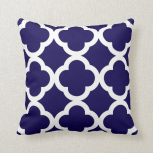 Coussin Motif à la mode de trèfle dans le bleu et le bla