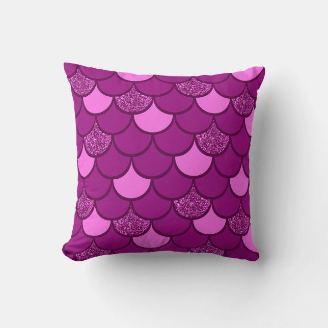 Coussin Motif à l'échelle de poisson de Bourgogne avec eff (Recto)
