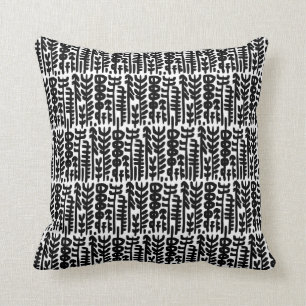 Coussin Motif à l'encre noire d'arbre de course