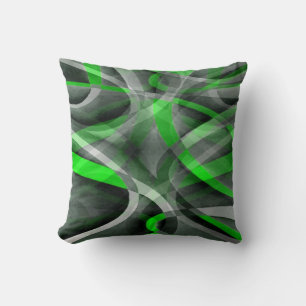 Coussin Motif à ligne courbe néon vert et gris rétro des a