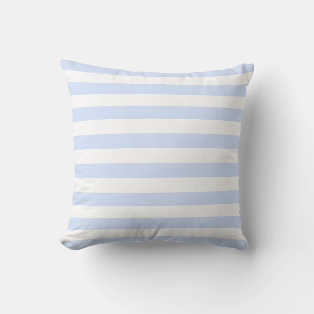 Coussin Motif à lignes pastel blanc et bleu bébé (Recto)
