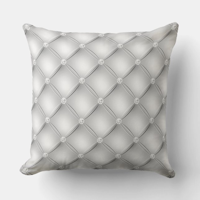 Coussin Motif à losanges capitonné blanc de luxe (Recto)