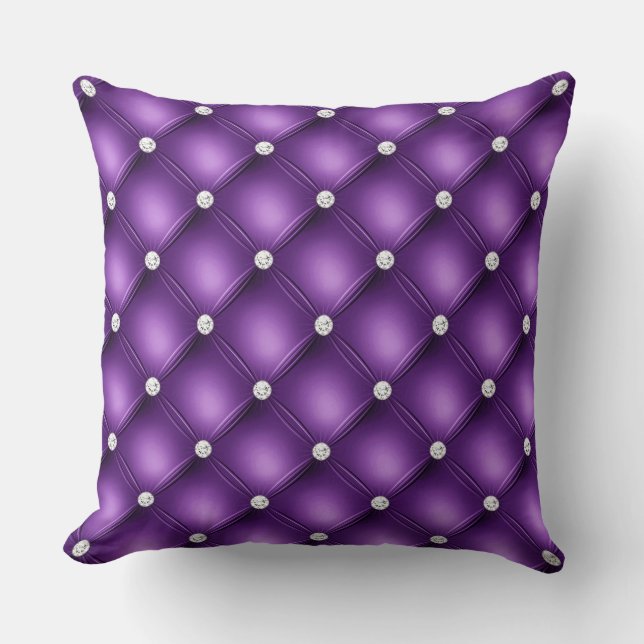 Coussin Motif à losanges capitonné diamant pourpre de luxe (Recto)