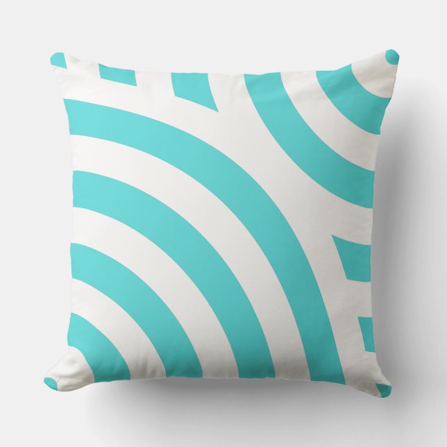 Coussin Motif à ondes rayées turquoise et blanche (Recto)