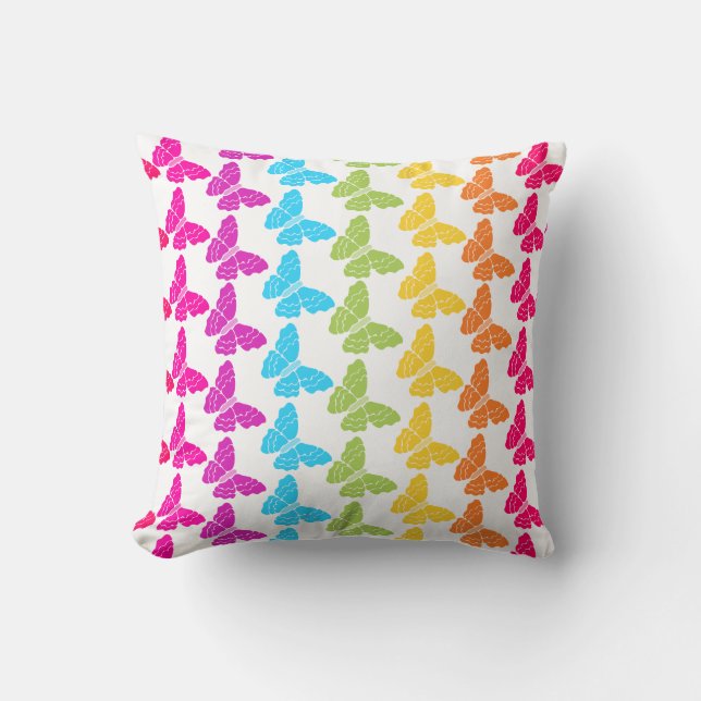 Coussin Motif à papillon arc-en-ciel coloré mignon (Recto)