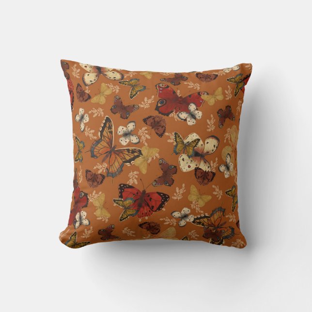 Coussin Motif à papillon orange des ailes du coucher du so (Recto)