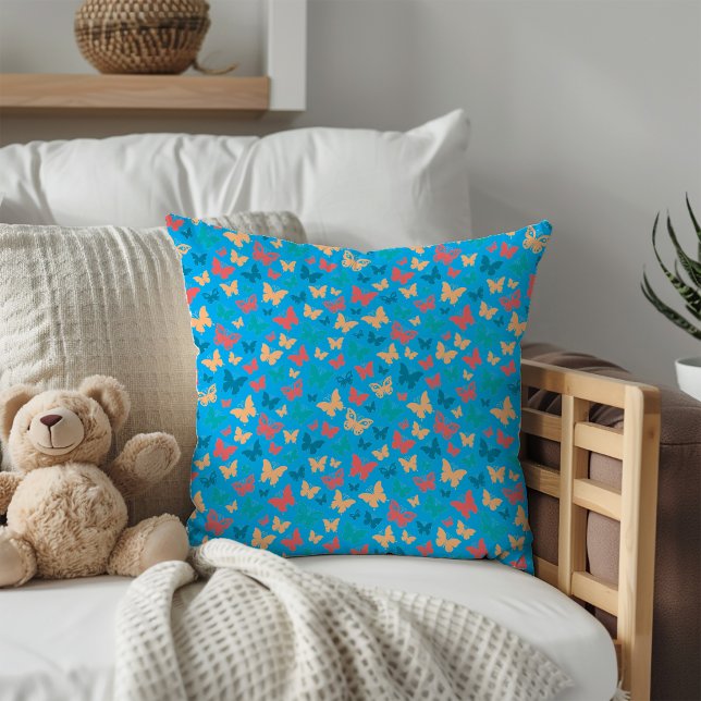 Coussin Motif à papillon rose violet minimaliste (Créateur téléchargé)