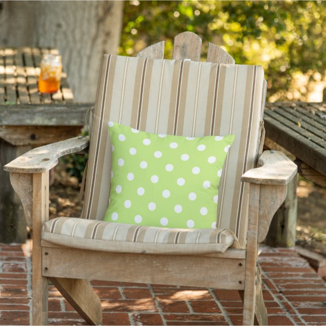 Coussin Motif À petits pois Blanc Sur Lime Green (Chaise)