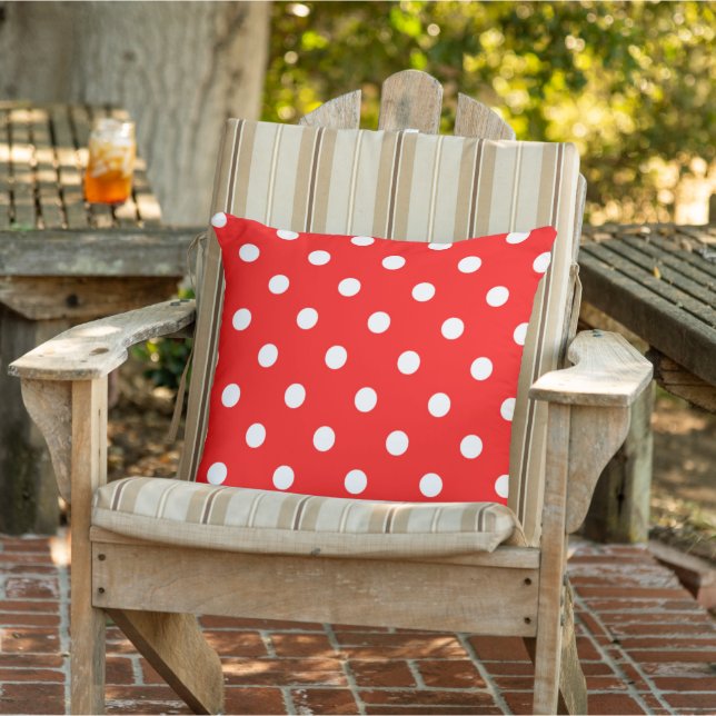 Coussin Motif À petits pois Blanc Sur Rouge Clair (Chaise)