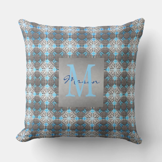 Coussin Motif à points blanc, bleu et gris Polka (Recto)