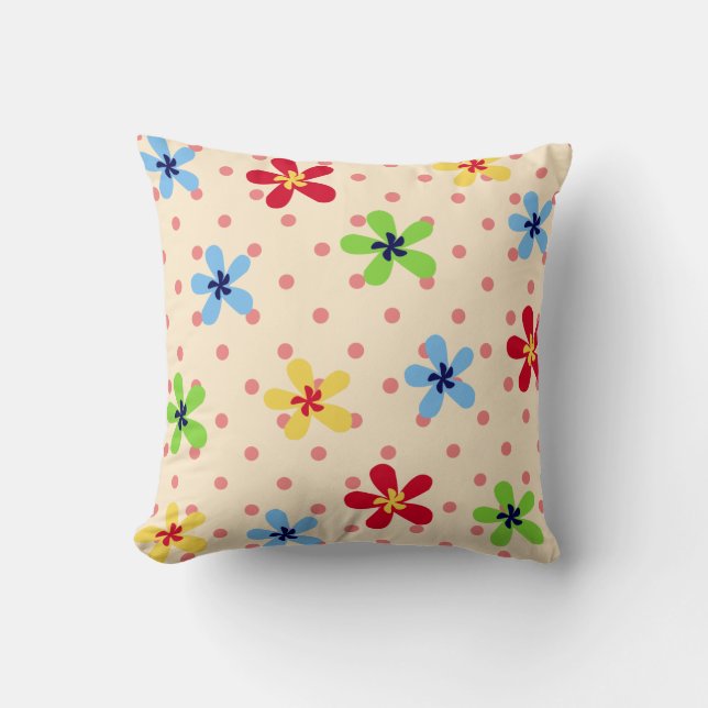 Coussin Motif à points de fleurs et de polka (Recto)