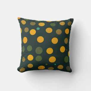 Coussin Motif à points de polka jaune et vert rétro