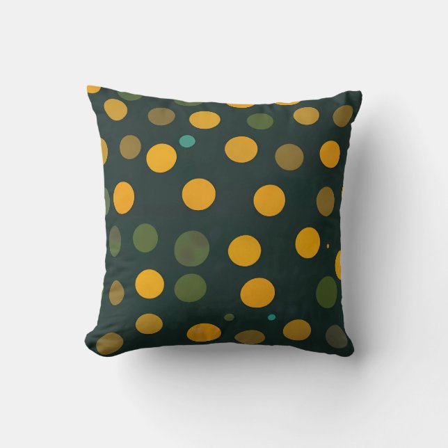 Coussin Motif à points de polka jaune et vert rétro (Recto)