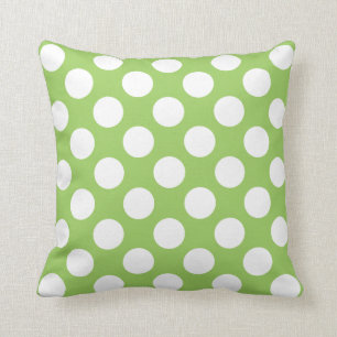 Coussin Motif à points Polka blanc et vert