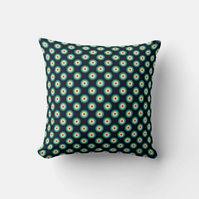 Coussin Motif à points Polka - bleu Aqua vert jaune rouge (Recto)
