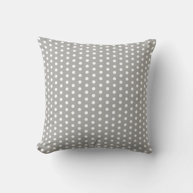 Coussin Motif à points polka gris simple et blanc (Recto)