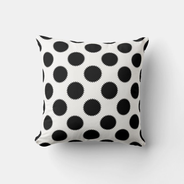 Coussin Motif à points Polka noir et blanc (Recto)
