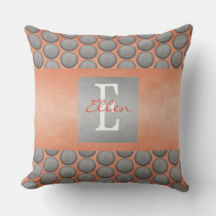 Coussin Motif à points Polka orange et gris