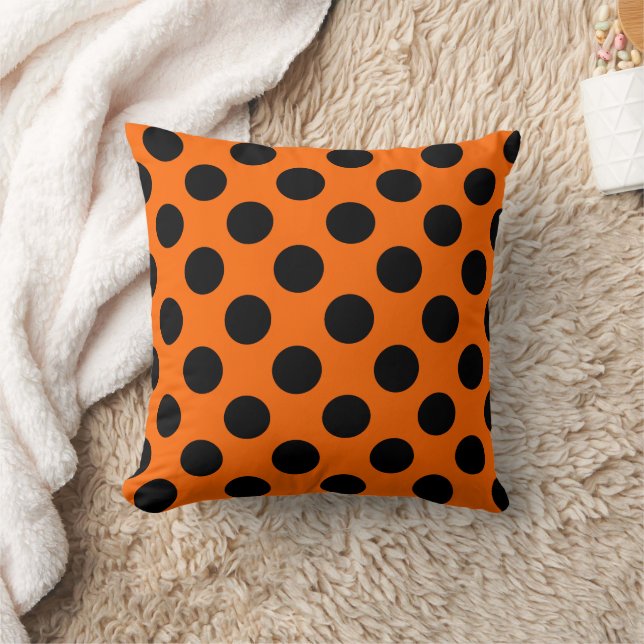 Coussin Motif à points Polka orange et noir (Couverture)