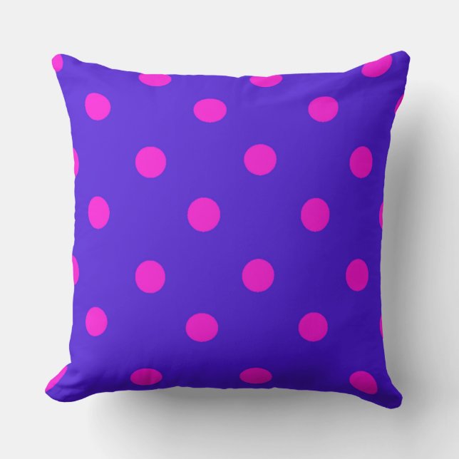Coussin Motif à points Polka rose et violet élégant (Recto)